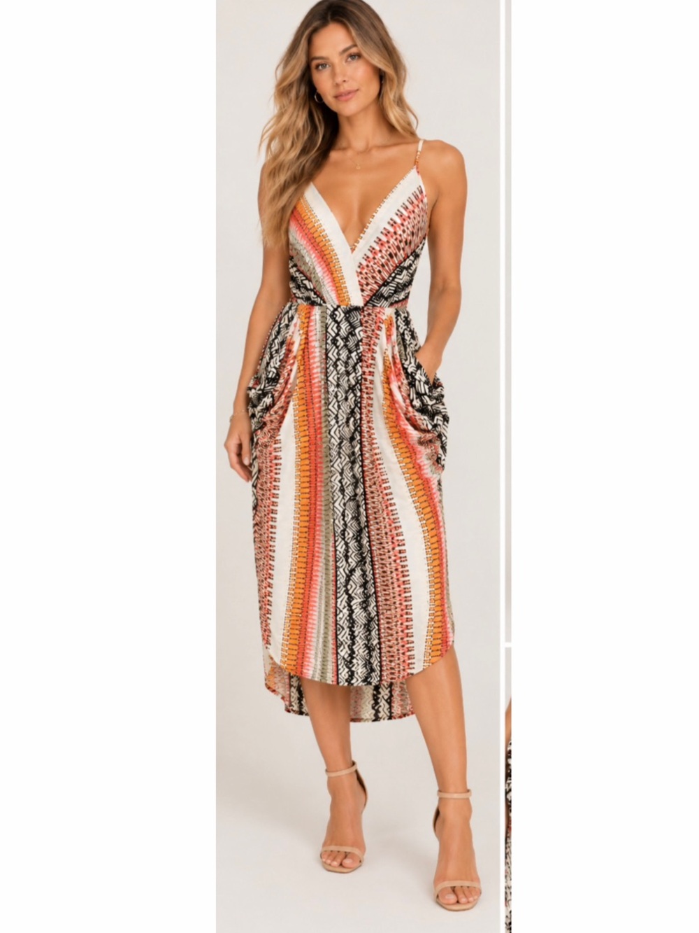 BCBG Generation Geometric Midi Dress in Multicolor Size Small Like New